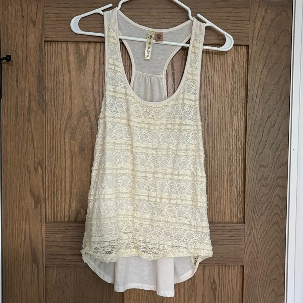 Lace cream tank